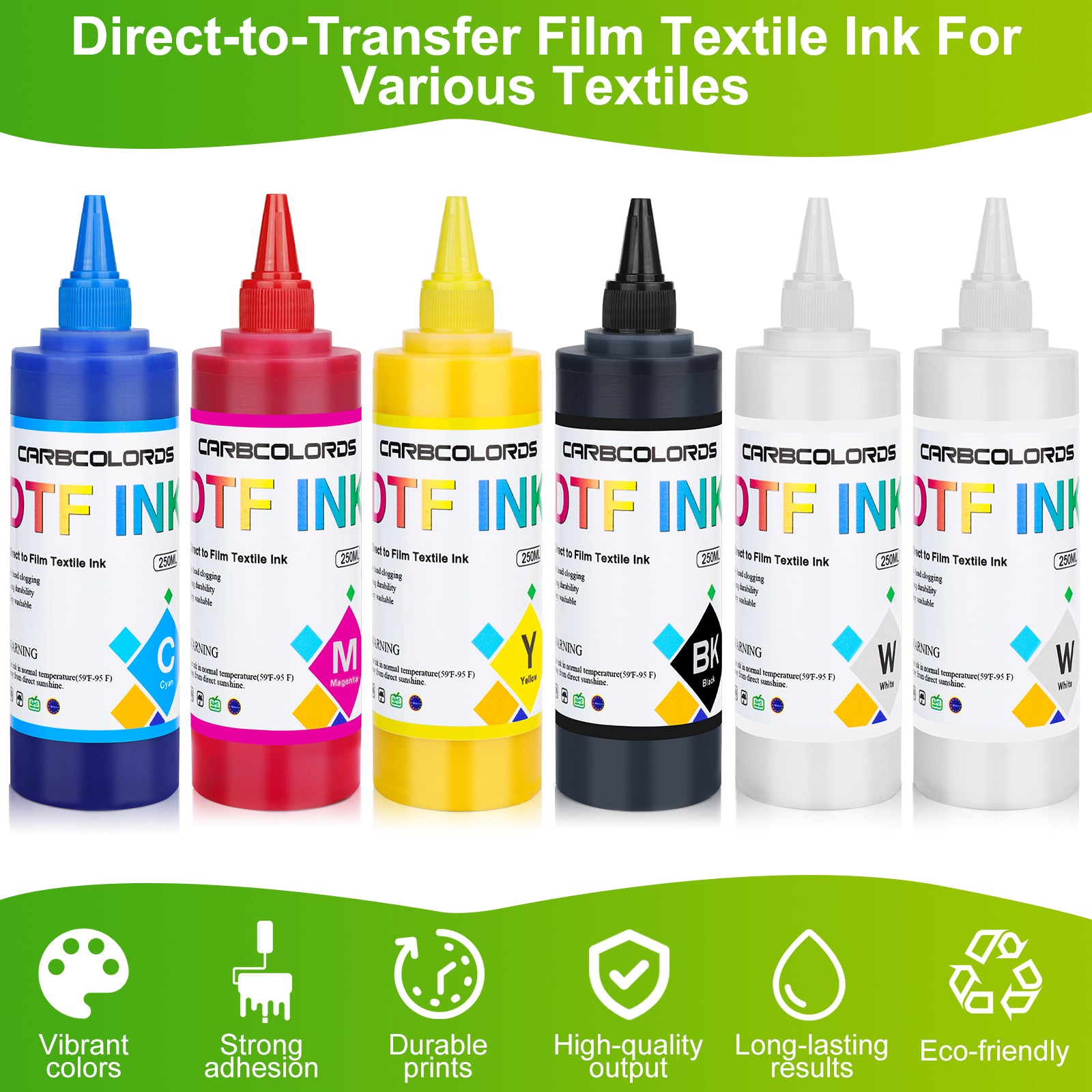 Carbcolords DTF Heat Transfer Printer Ink -CMYK-WW