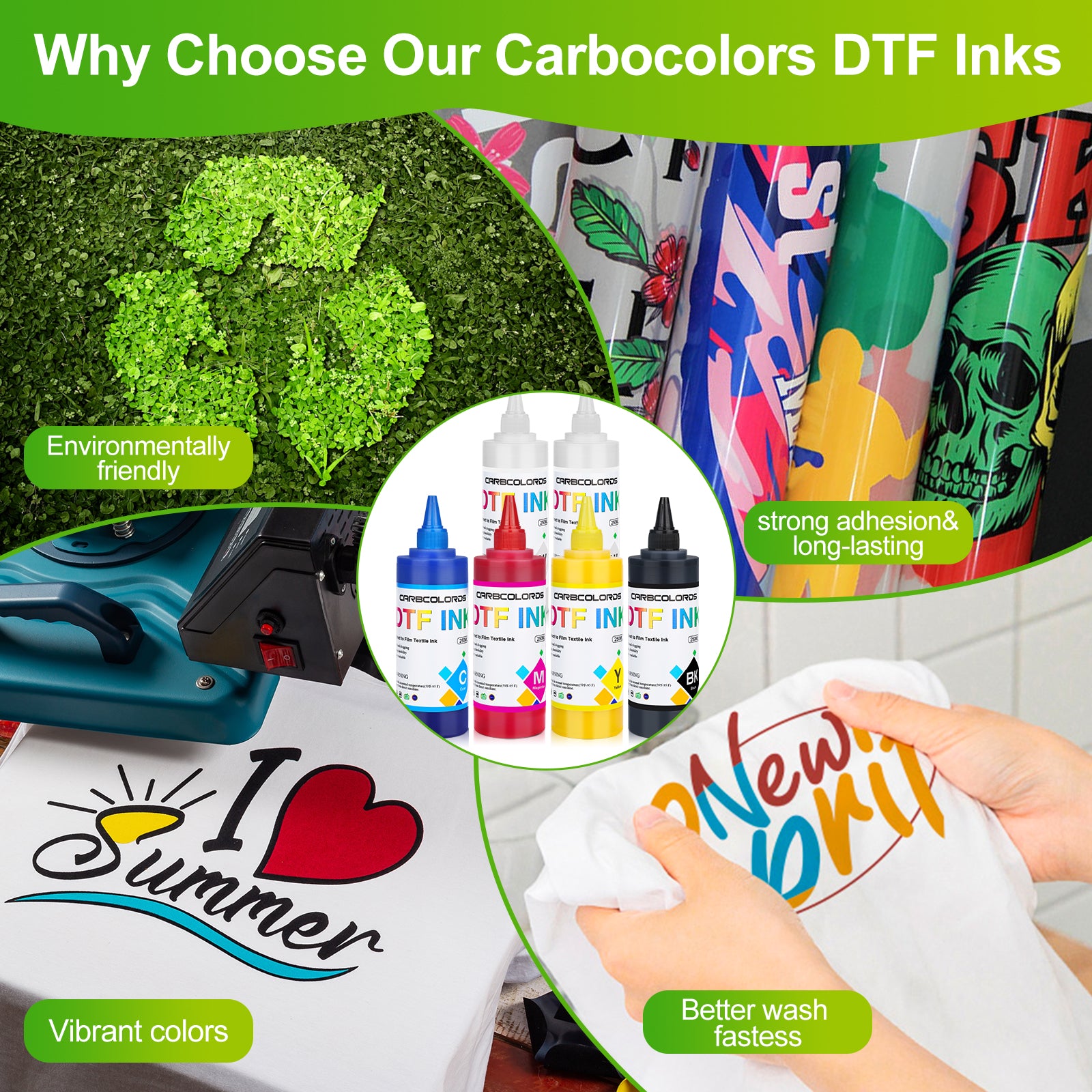 Carbcolords DTF Heat Transfer Printer Ink -CMYK-WW