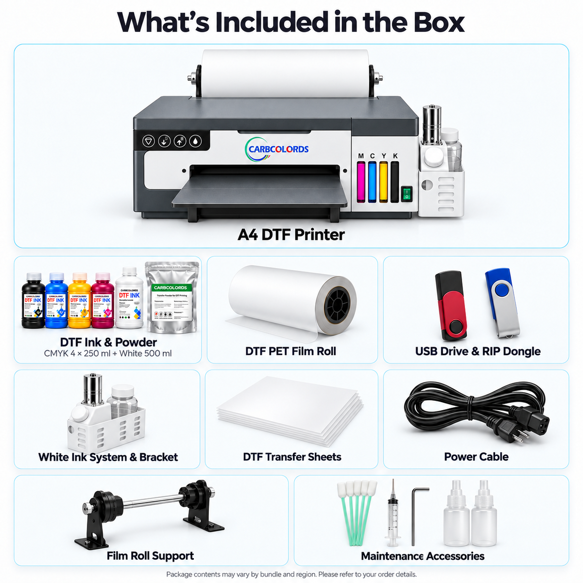 A4 DTF Printer with Roll Feeder – XP600 8.3in for T-Shirt Printing